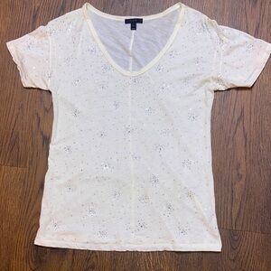 J. Crew Off White Rhinestone T-Shirt  Size M